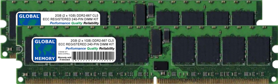 2GB (2 x 1GB) DDR2 667MHz PC2-5300 240-PIN ECC REGISTERED DIMM (RDIMM) MEMORY RAM KIT FOR SUN SERVERS/WORKSTATIONS (2 RANK KIT NON-CHIPKILL)